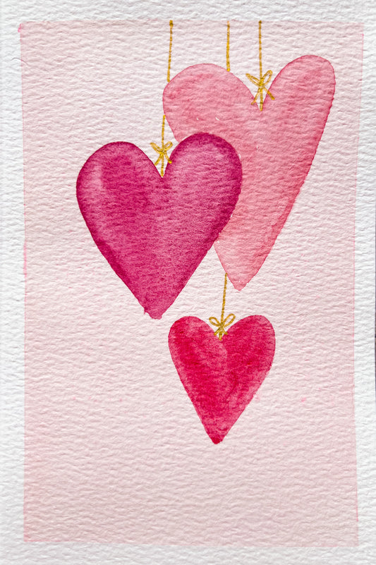 Valentine’s Card - 3 Pink Hearts