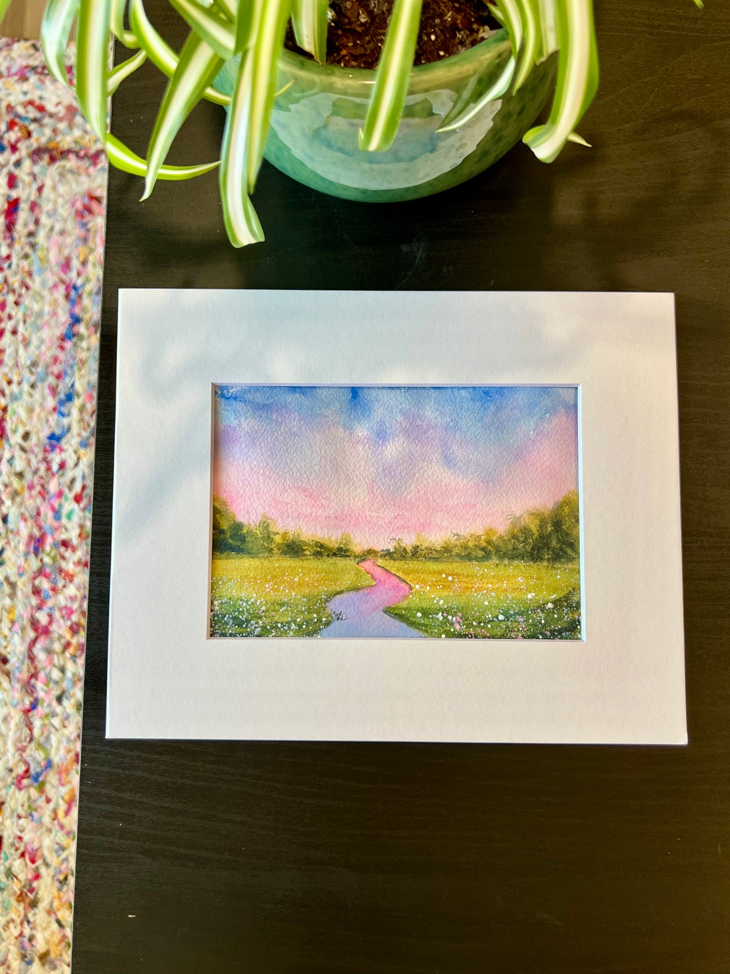Original 5X7 Watercolor - “Blushing River”
