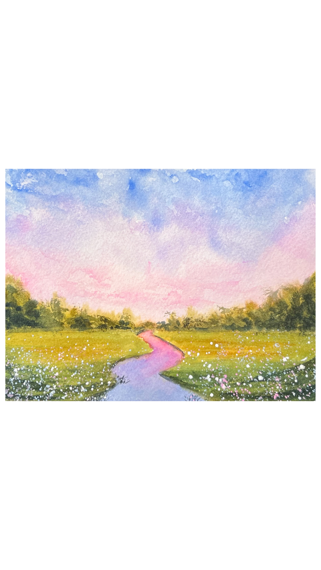 Original 5X7 Watercolor - “Blushing River”